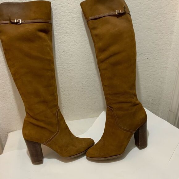 ANTONIO MELANI Shoes - Antonio Melani Womens Brown suede Boots Tall Knee High Stacked Heels Size 9.5M